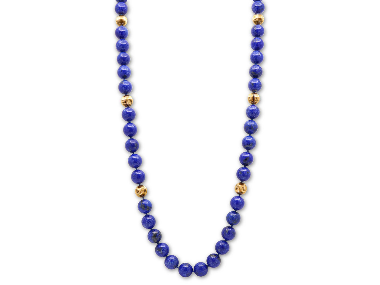 Lapis and Gold Bead Necklace in 18K
