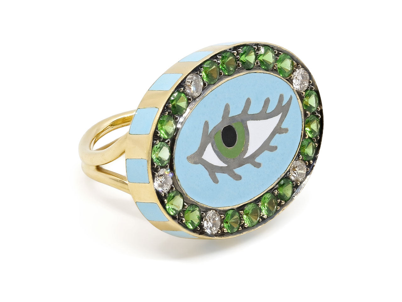 Holly Dyment Tsavorite and Diamond Eye Ring in 18K Gold