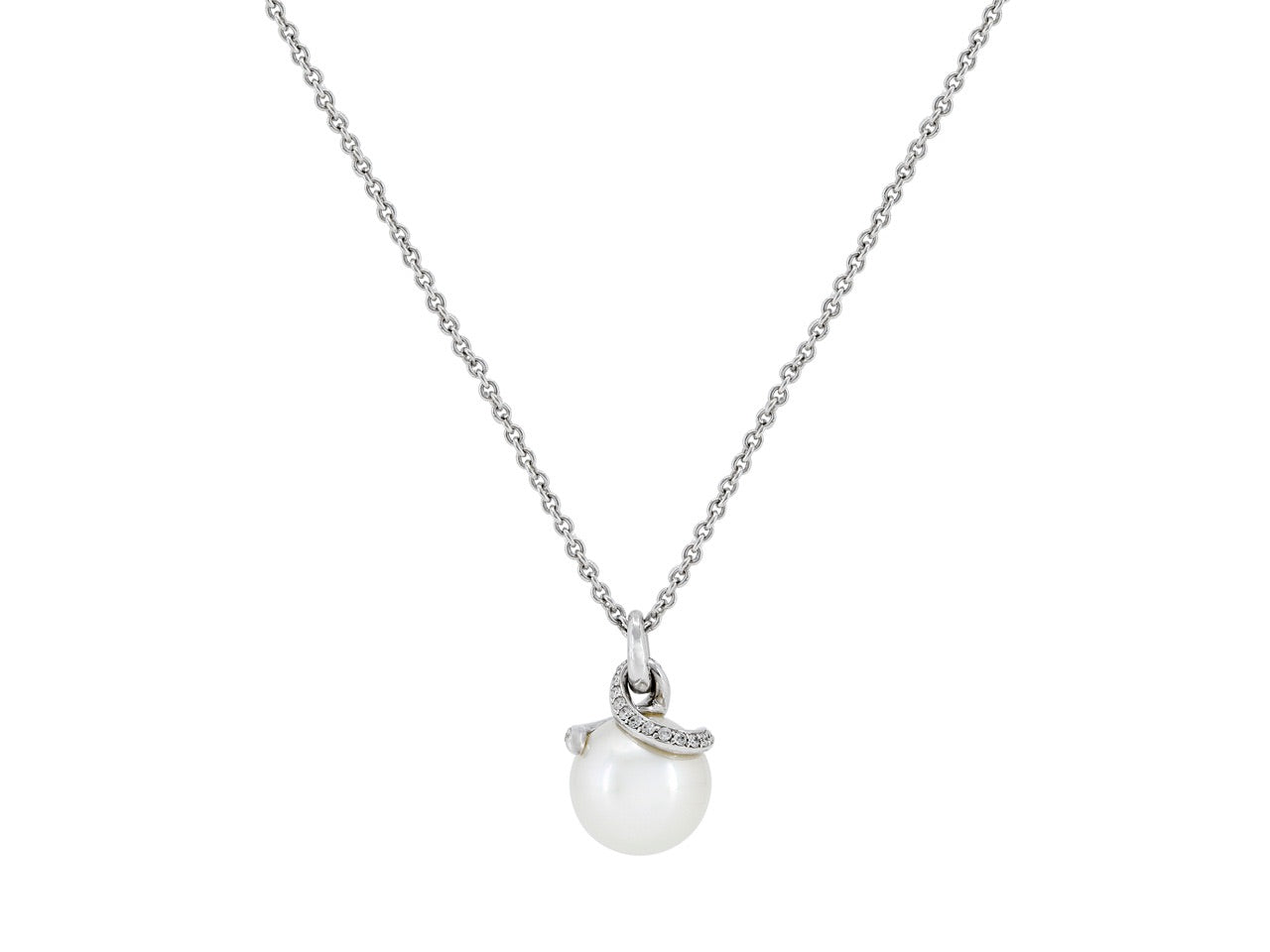 Mikimoto Pearl and Diamond Pendant in 18K White Gold
