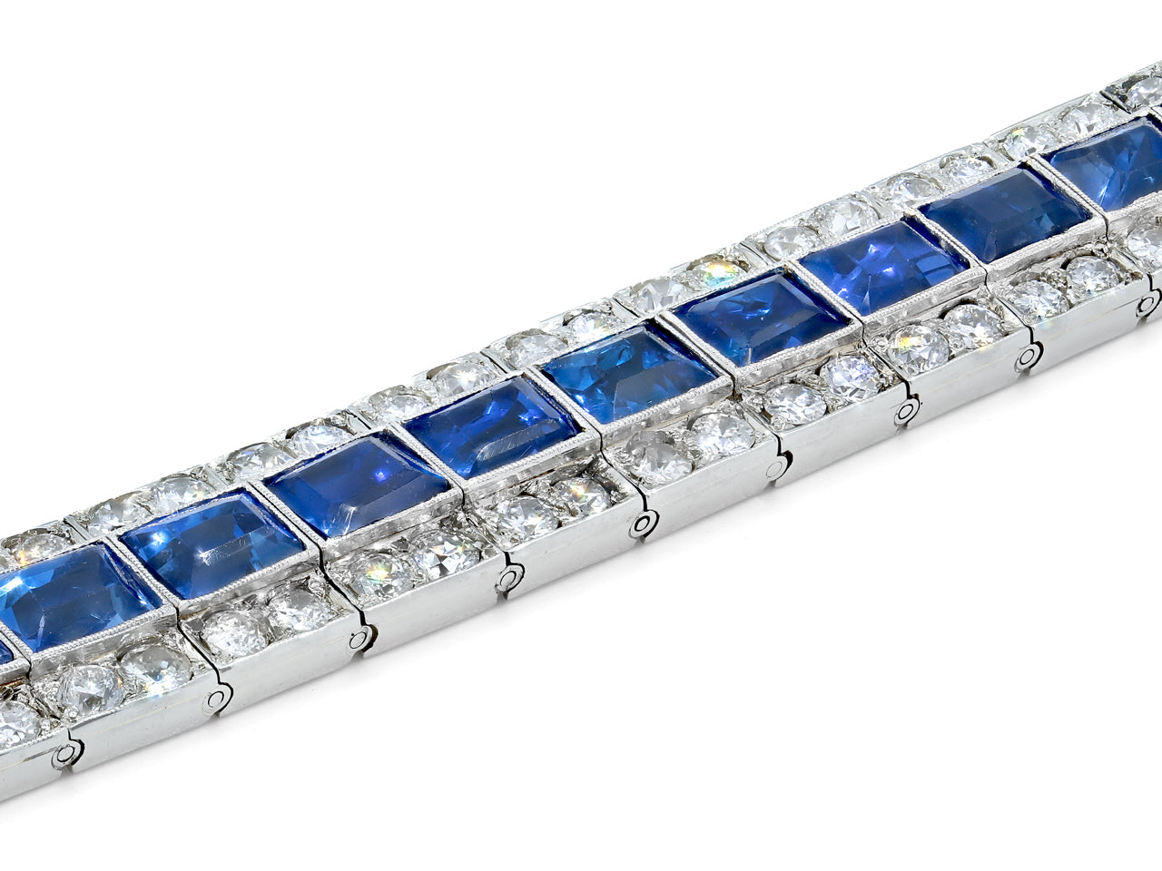 Art Deco Sapphire and Diamond Bracelet in Platinum and 18K White Gold