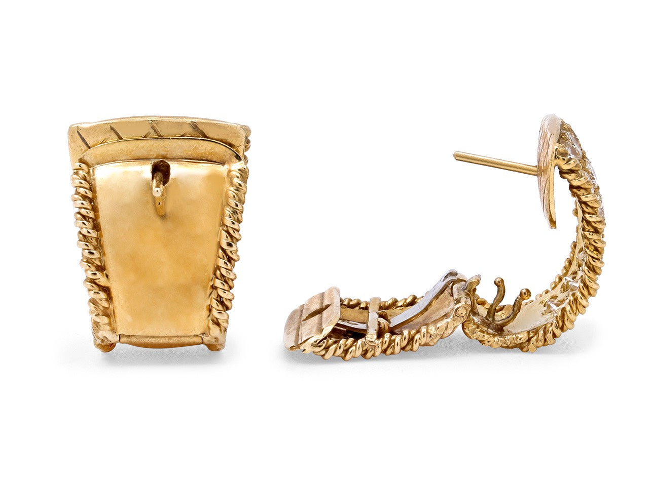 Flared Diamond Earrings in 18K Gold