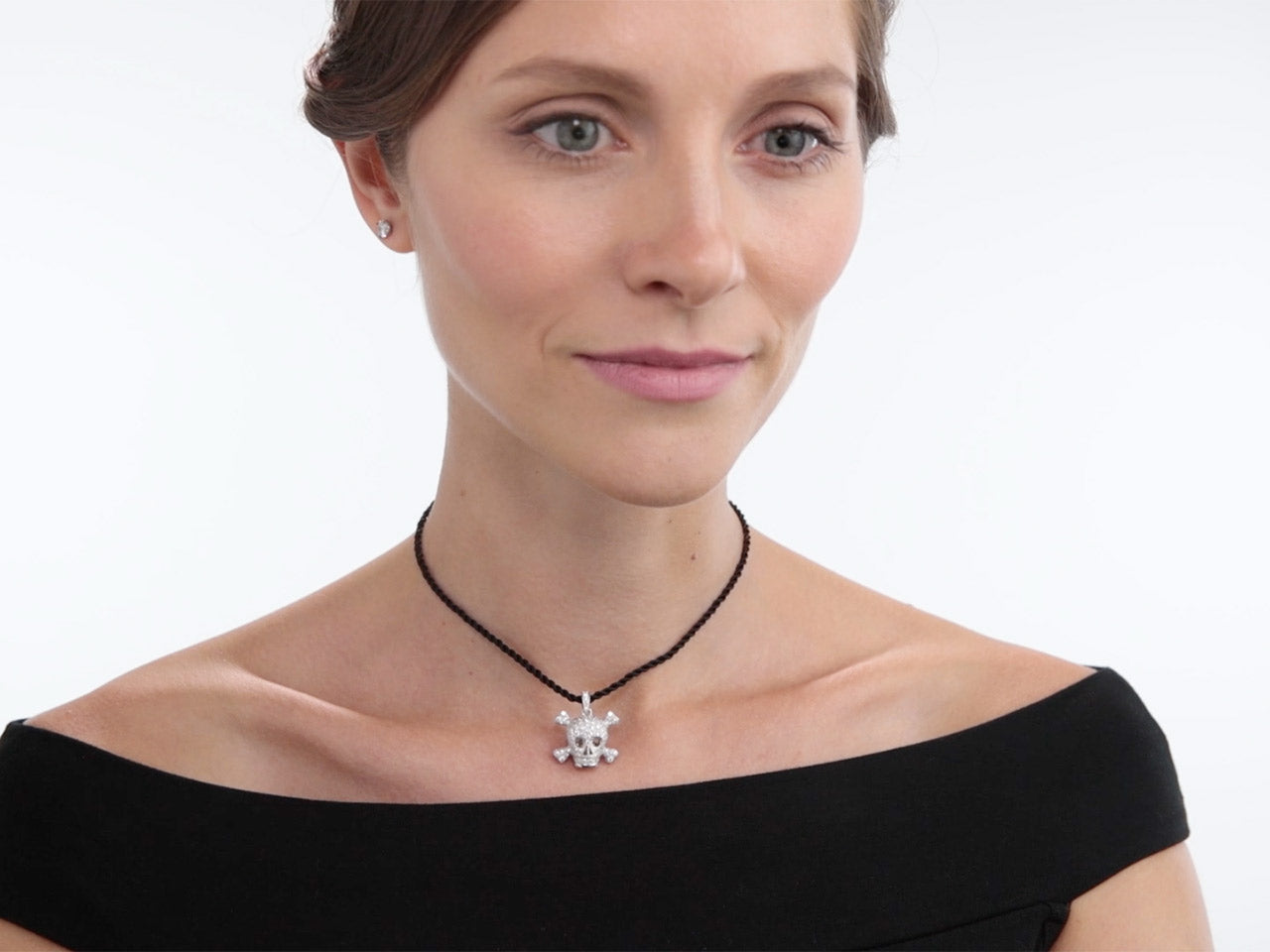 Dior 'Tête De Mort' Pave Diamond Charm Pendant Necklace in 18K White Gold
