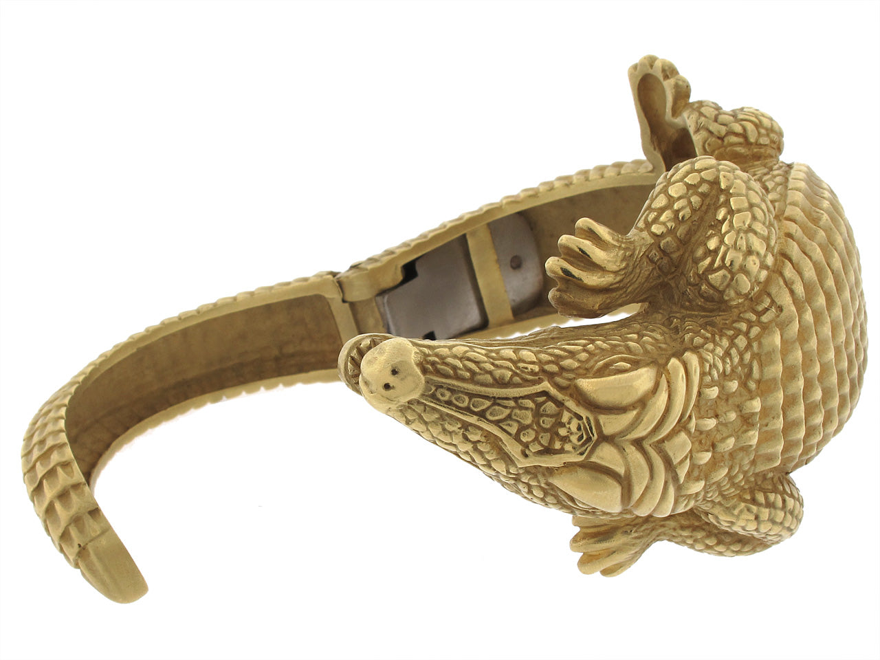 Kieselstein-Cord Alligator Cuff Bracelet in 18K 'Green' Gold, Large