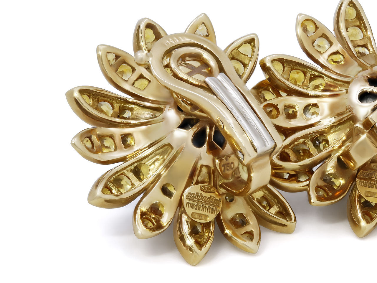 Sabbadini Tahitian Pearl and Yellow Sapphire Earrings in 18K Gold