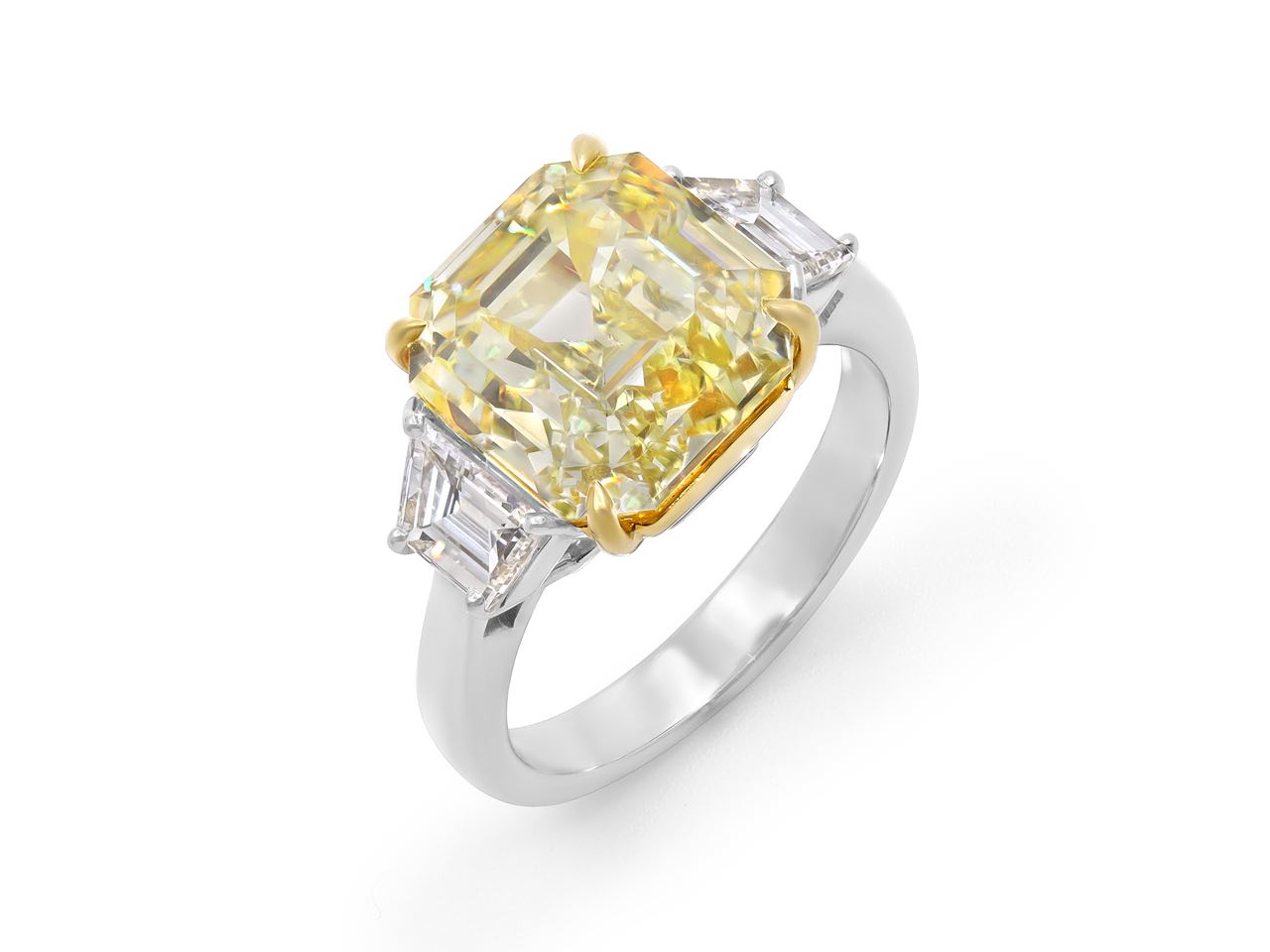 Asscher-Cut Fancy Intense Yellow Diamond Ring, 8.17 Carats, in Platinum
