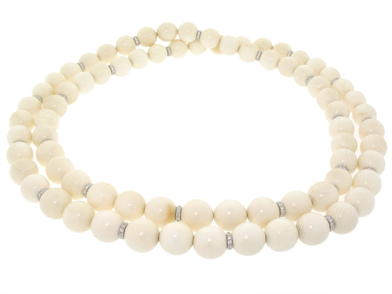 Bone and Diamond Bead Necklace in 18K