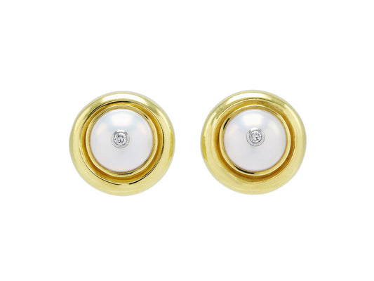 Tiffany & Co. Paloma Picasso Mabe Pearl and Diamond Earrings in 18K Gold
