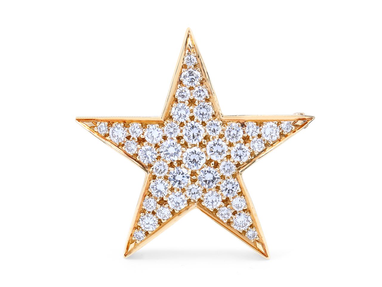Diamond Star Brooch in 18K Yellow Gold