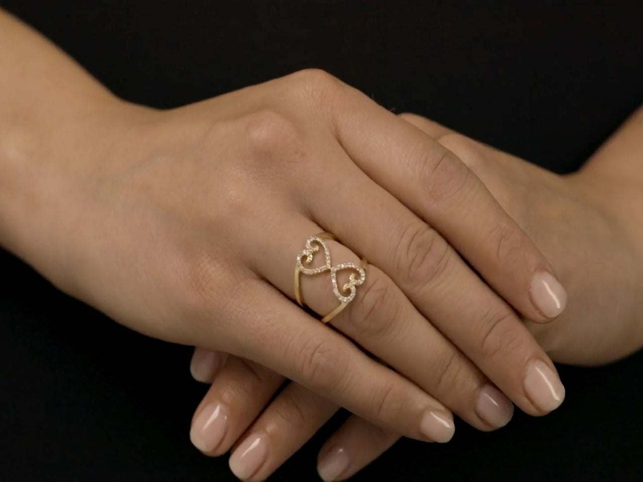 Rhonda Faber Green Diamond Double Heart Ring in 18K Gold