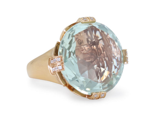 Bulgari 'Parentesi' Green Quartz and Diamond Cocktail Ring in 18K Rose Gold