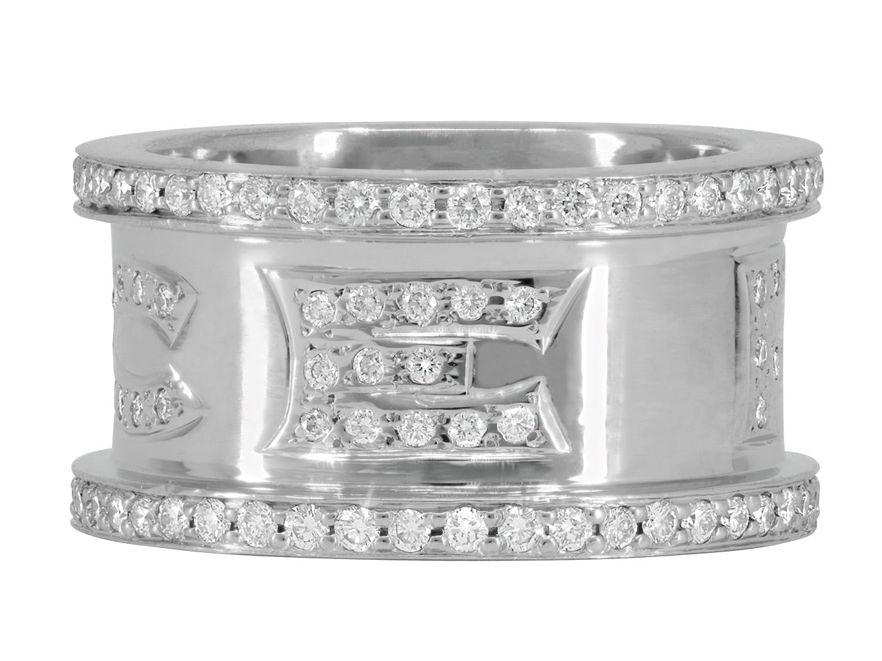 Diamond "PEACE" Ring in 18K White Gold