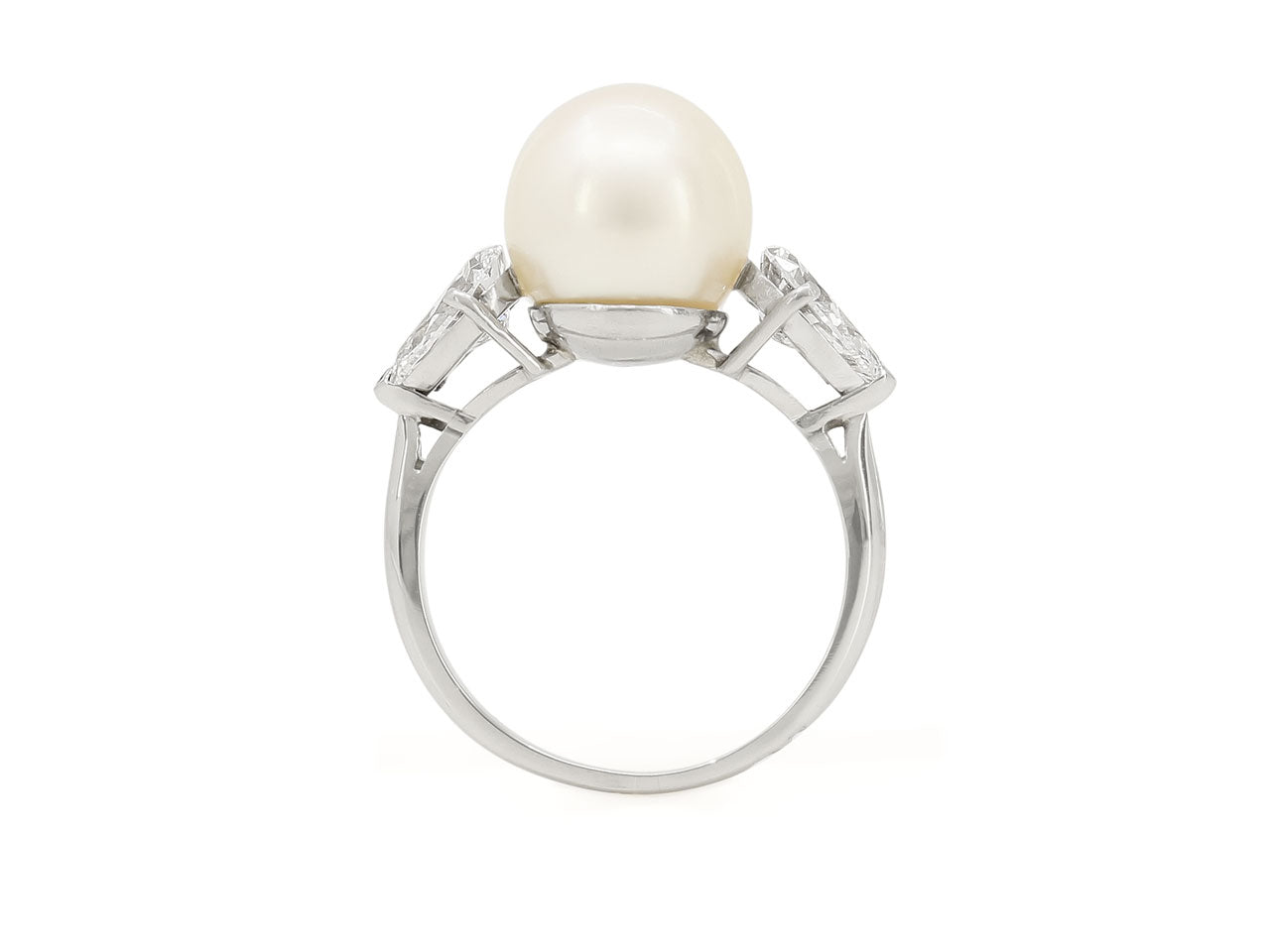 Pearl and Diamond Ring in Platinum