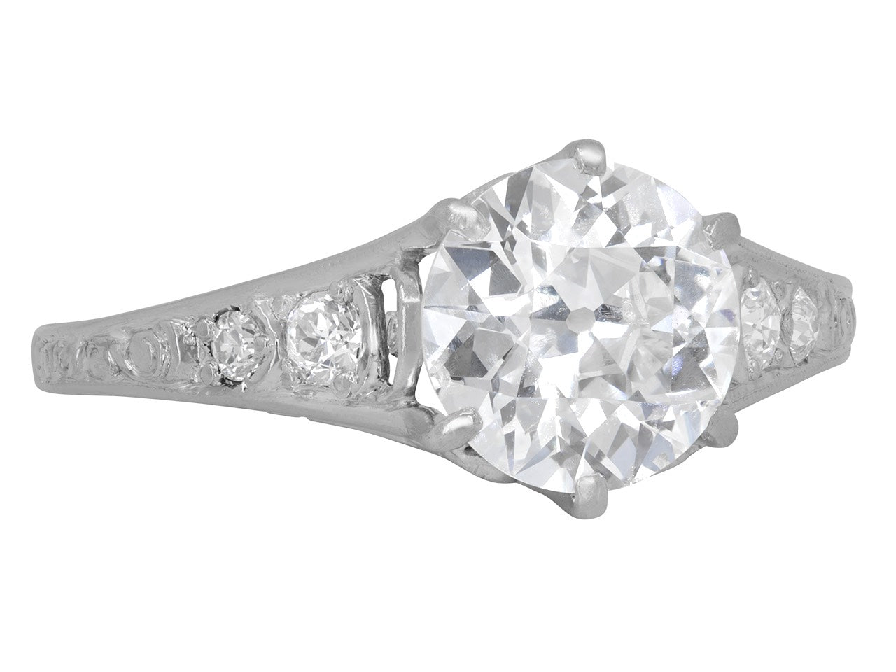 Art Deco Diamond Solitaire Ring, 1.62 carat F/SI-1, in Platinum