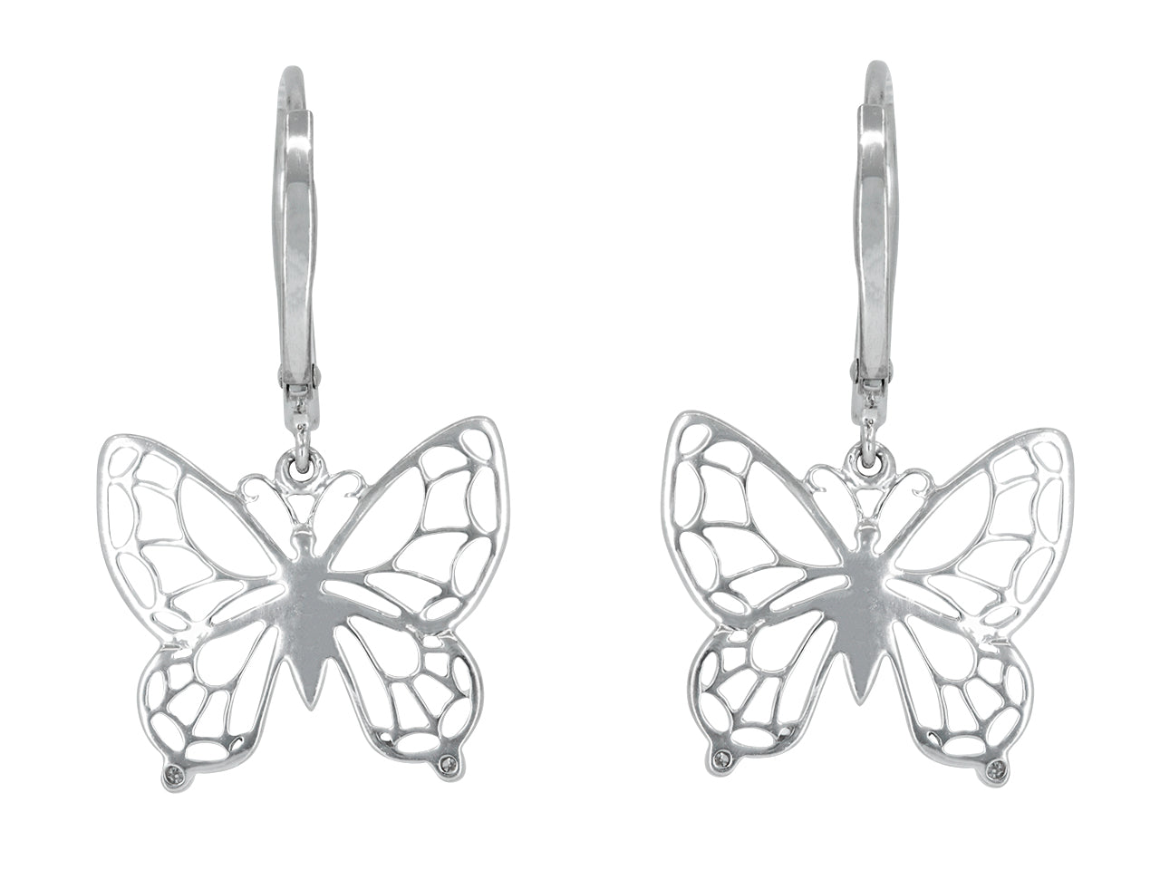Rhonda Faber Green Diamond Butterfly Earrings in 18K White Gold