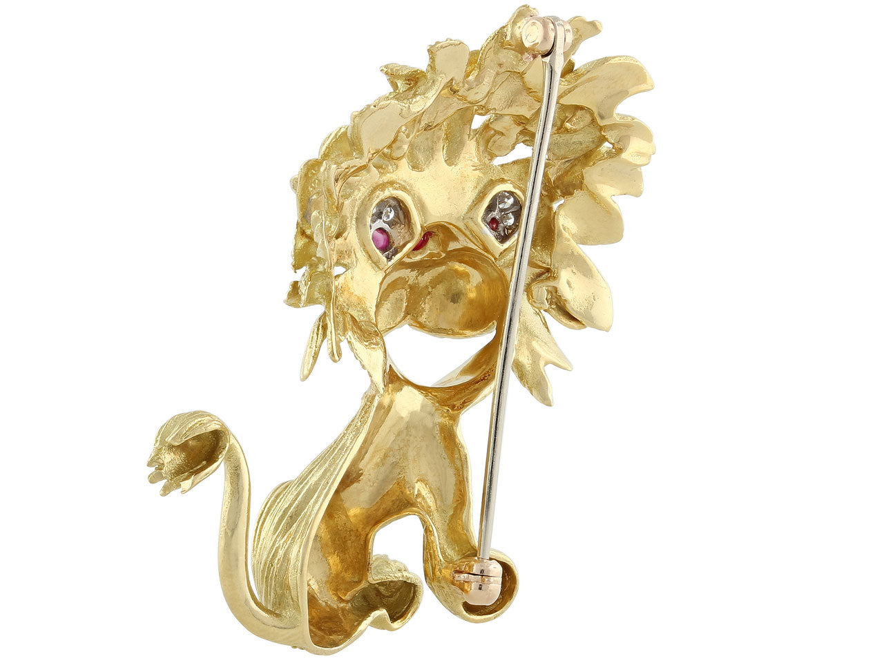 Hammerman Brothers Mid-Century Lion Brooch in 18K Gold