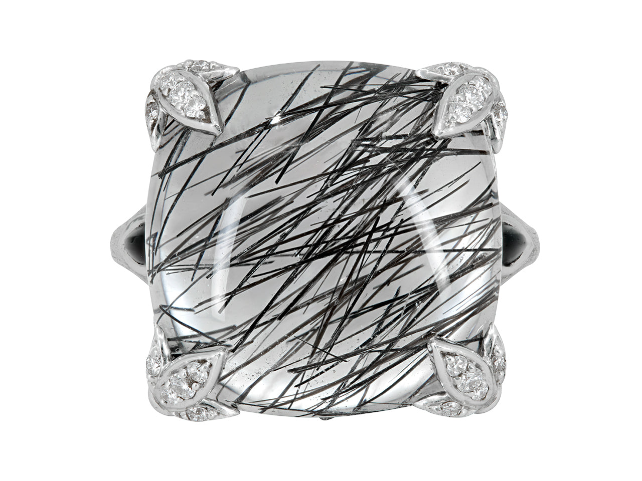 Rhonda Faber Quartz, Onyx and Diamond Ring in 18K White Gold
