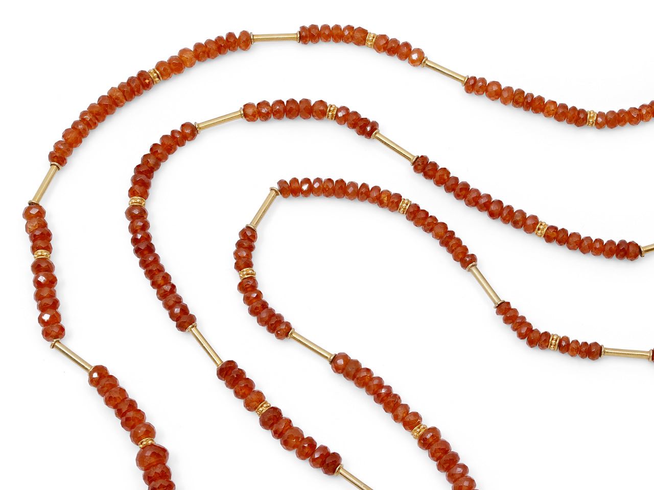 Three Strand Amber Bead Necklace in 18K Gold