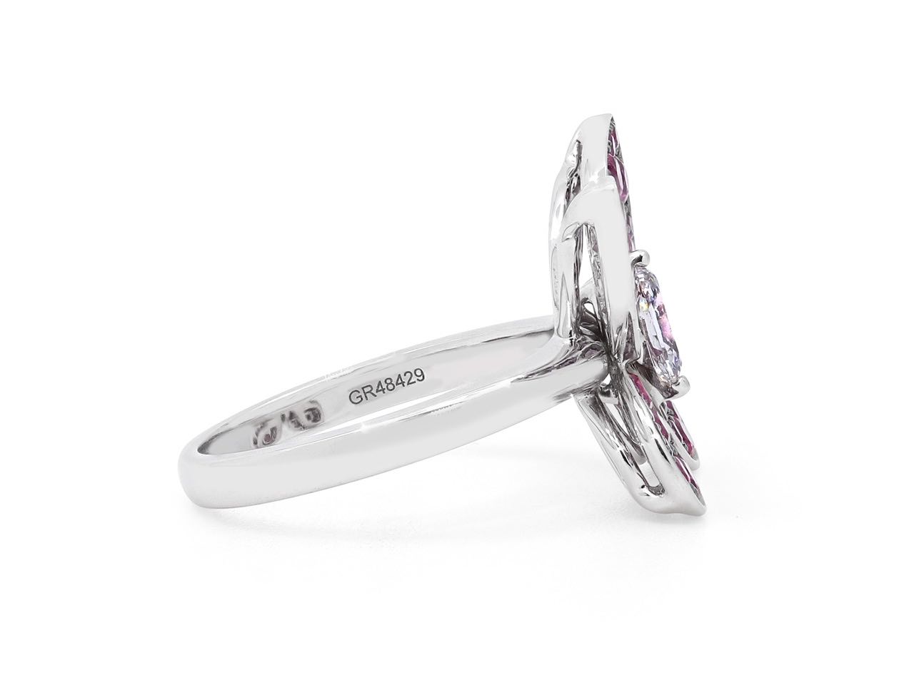 Graff Butterfly Diamond and Ruby Ring in 18K White Gold