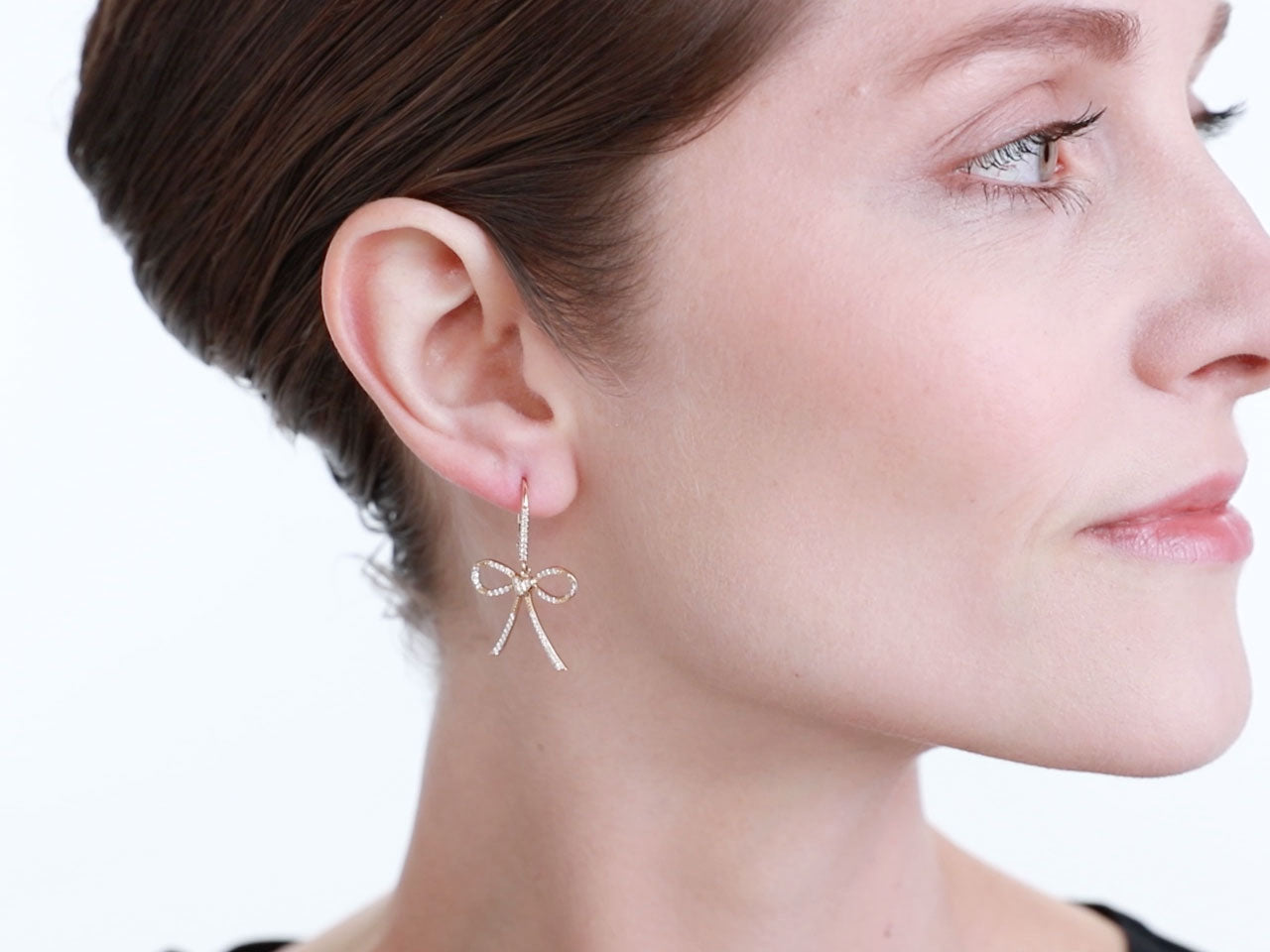 Rhonda Faber Green Diamond 'Bow & Heart' Earrings in 18K Gold