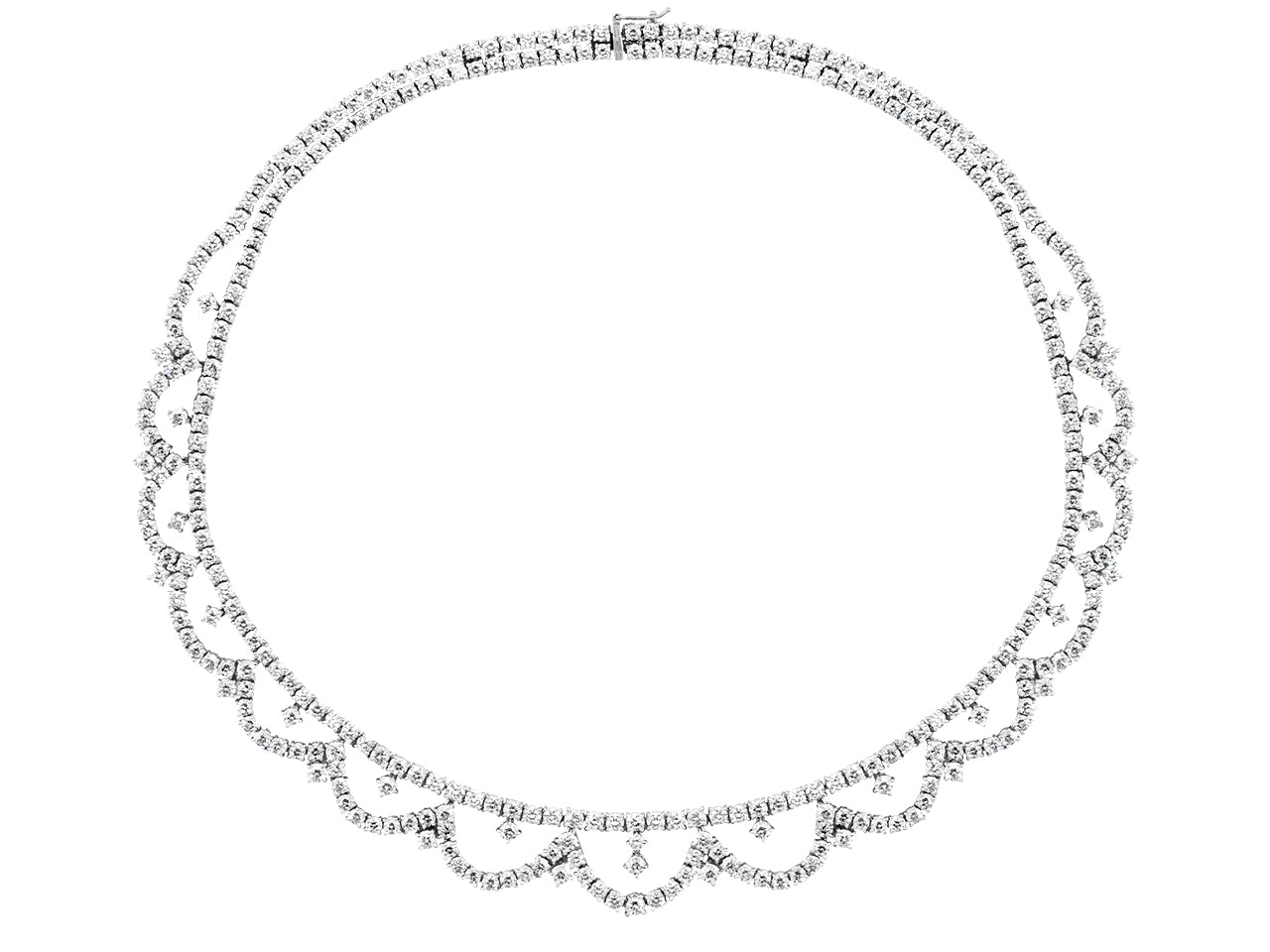 Piranesi Diamond Garland Necklace in 18K White Gold