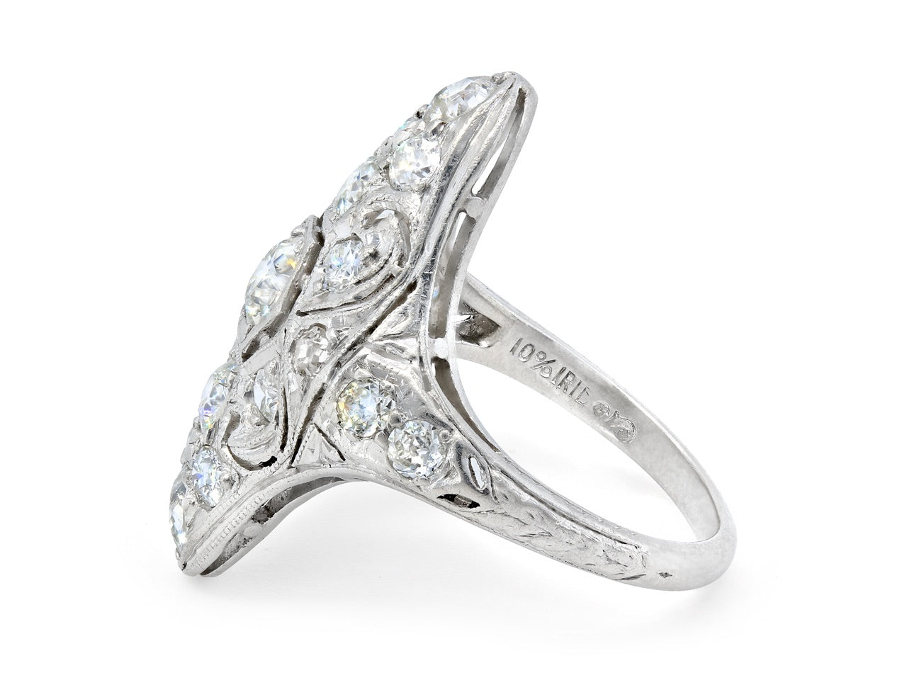 Antique Edwardian Diamond Filigree Ring in Platinum