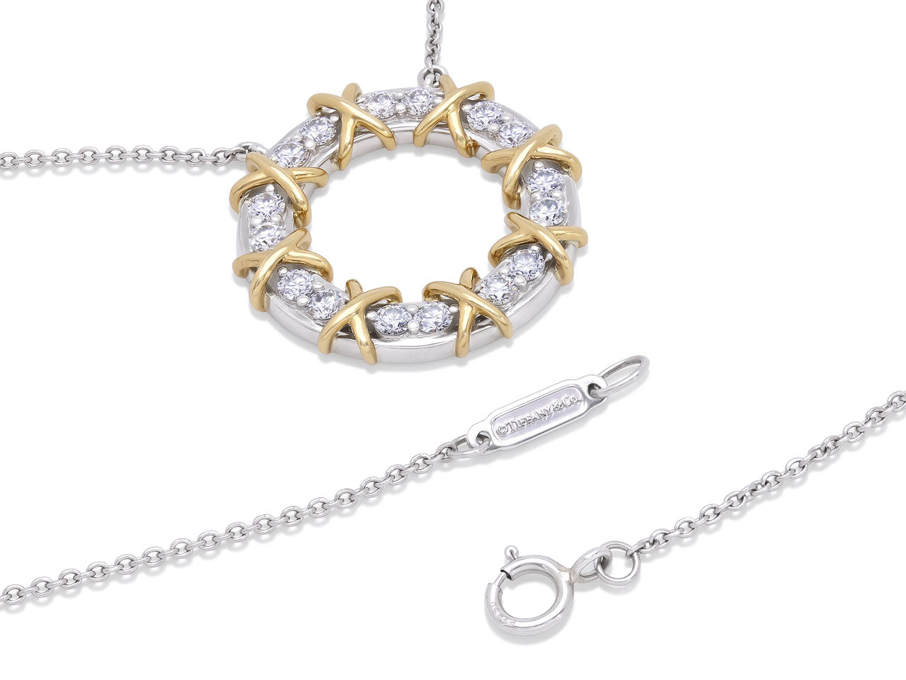 Tiffany & Co Schlumberger 'Sixteen Stone Circle Pendant' in 18K Gold and Platinum