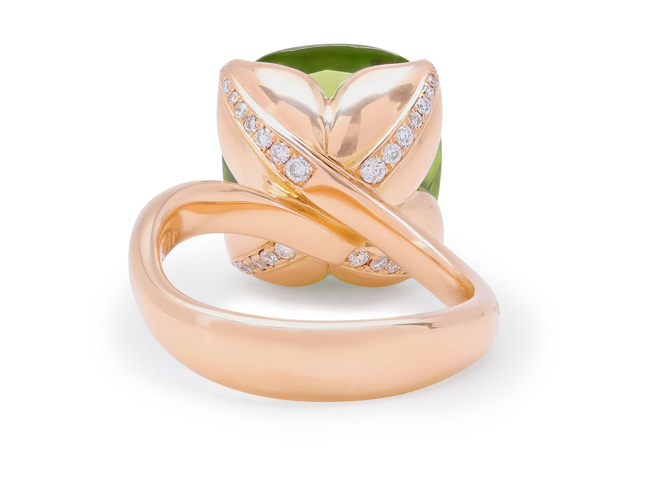 Tamara Comolli 'Tulip' Peridot and Diamond Ring in 18K Rose Gold