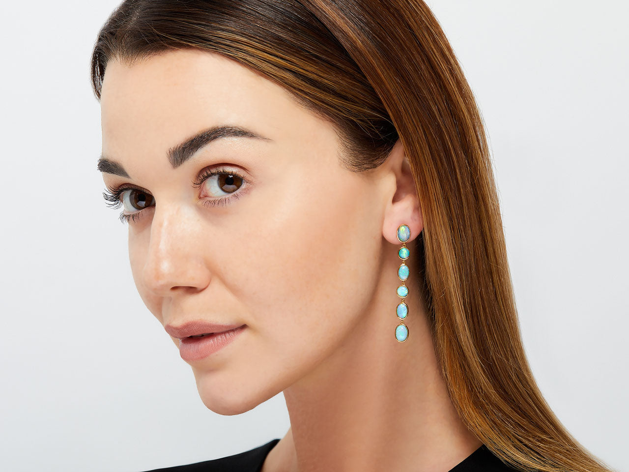 Katherine Jetter Opal Line Earrings in 18K Gold