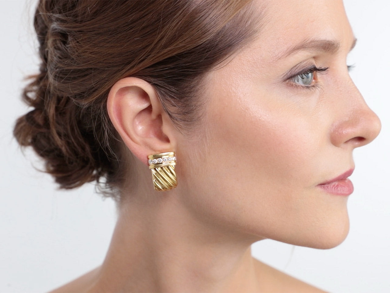 Tallarico Diamond Half-Hoop Earrings in 18K Gold