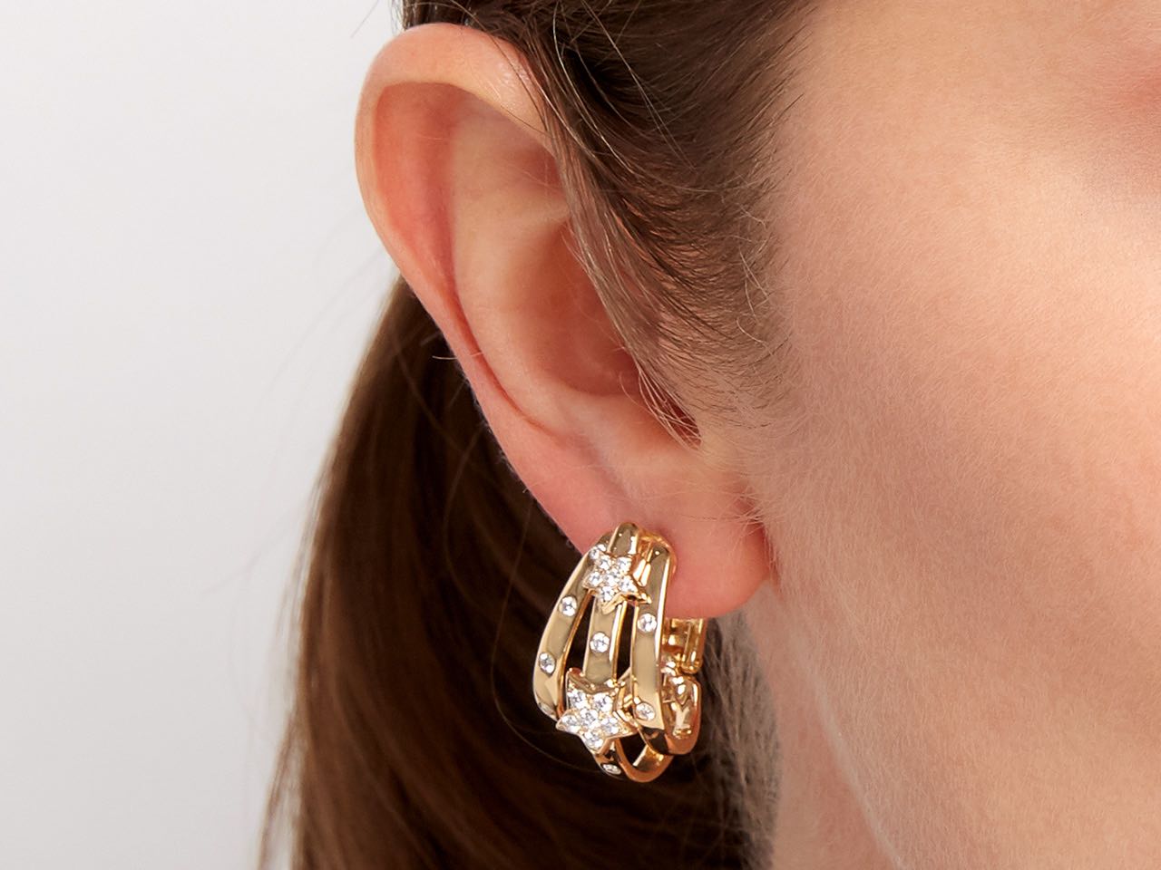 Chanel Chanel Earrings Logo Metal/rhinestone Gold X Silver Ladies