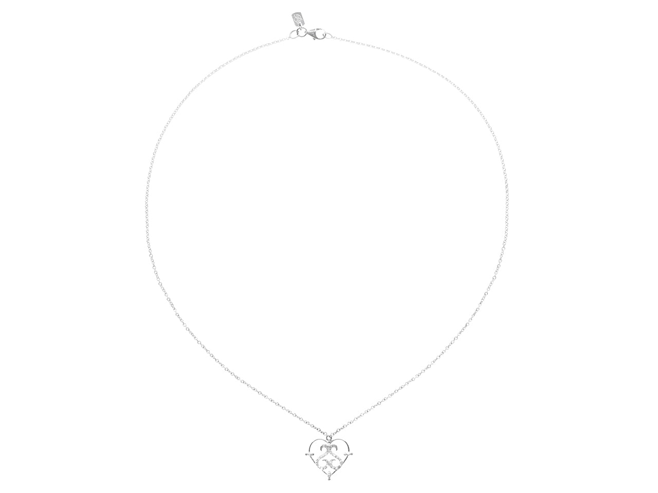 Rhonda Faber Green Diamond Heart Pendant in 18K White Gold