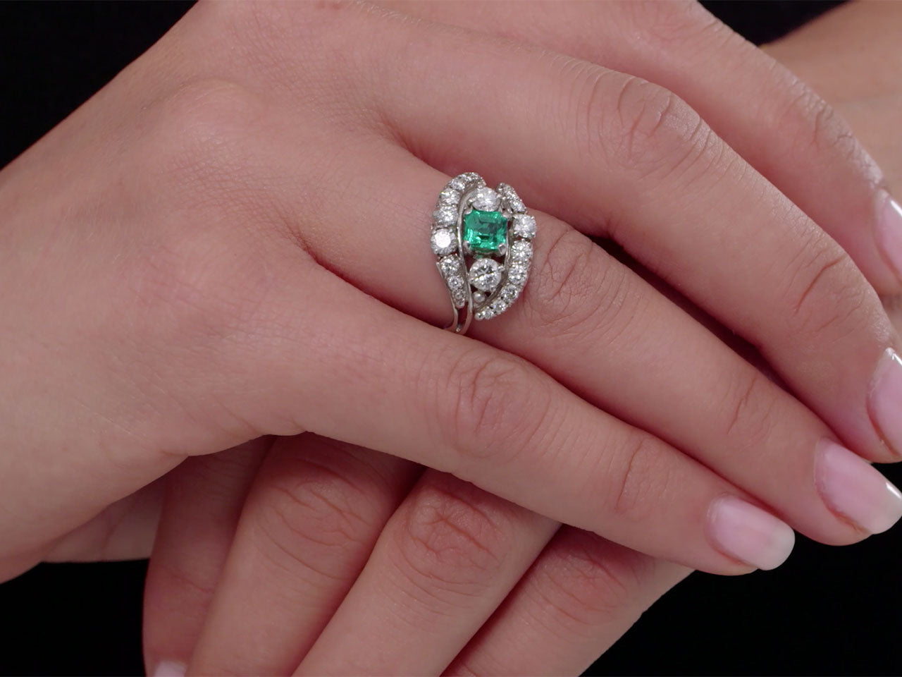 Jabel Emerald and Diamond Ring in Platinum