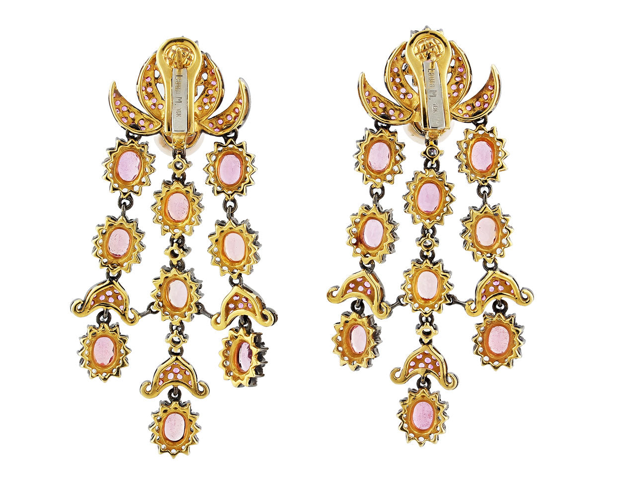 Laura Munder 'Chandelier' Pink Sapphire and Diamond Earrings in 18K