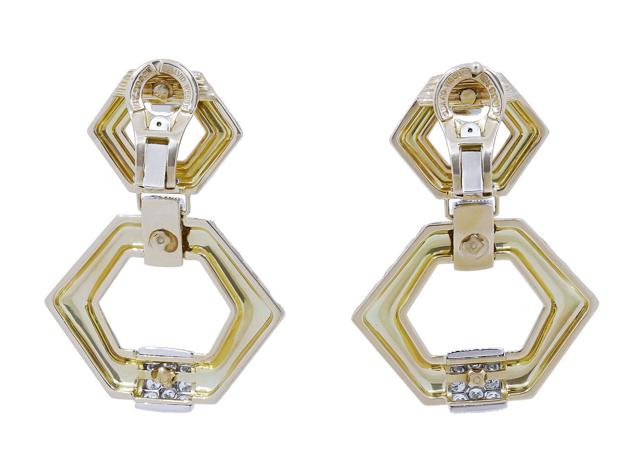 David Webb 'Tiger Stripe' Diamond Earrings in 18K Gold