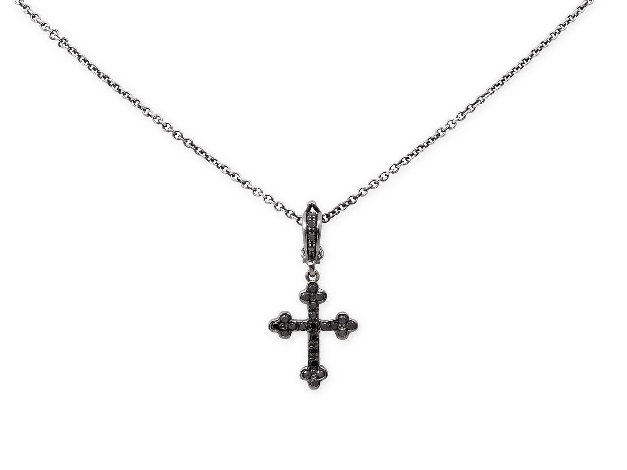 Buy 0.90 Carat (ctw) Round Black Diamond Mens Religious Cross Pendant, Black  Plated Sterling Silver Online at Dazzling Rock