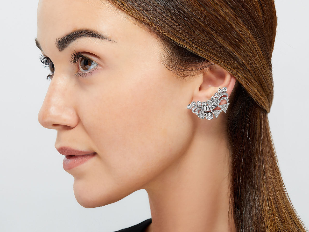 Mid-Century Diamond Earrings in 18K White Gold