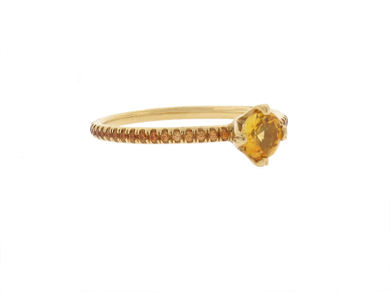 Micro Pave Yellow Sapphire Ring in 18K