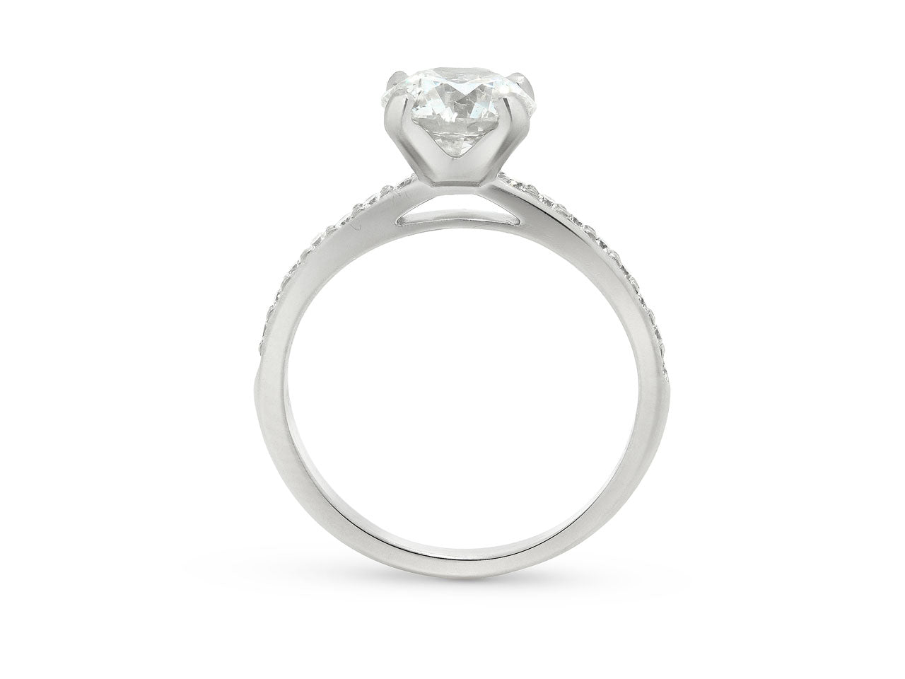 DeBeers 'Classic Pavé' Diamond Solitaire Ring, 1.51 carat H/SI2, in Platinum