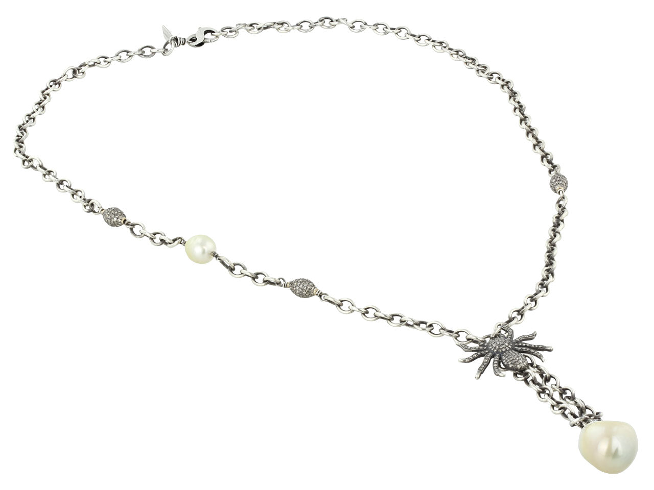 Irit Design Pearl and Diamond Necklace in Sterling Silver