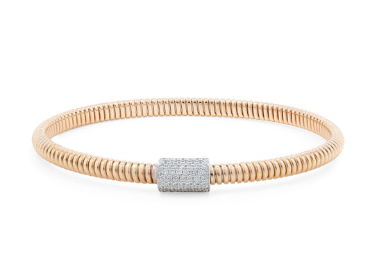 Thin Tubogas Bracelet with Diamond Clasp, in 18K Rose Gold, by Beladora