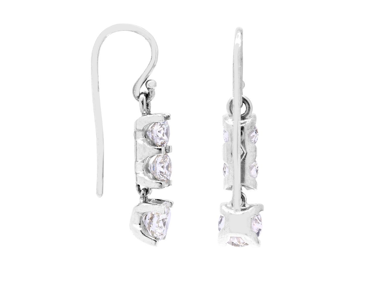 Diamond Line Earrings in 18K White Gold