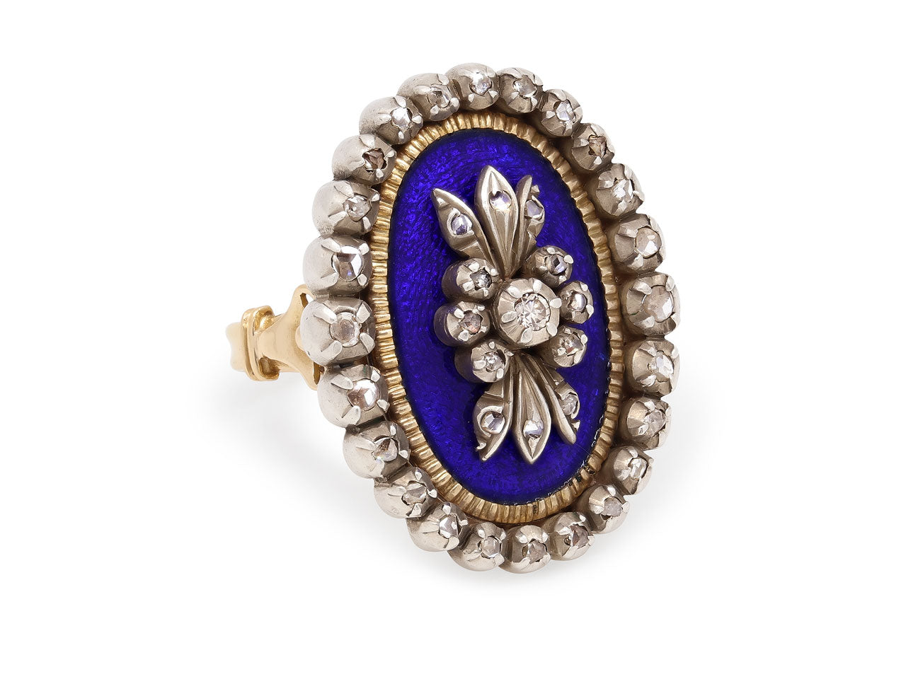 Diamond and Enamel Ring in 18K Gold and Silver