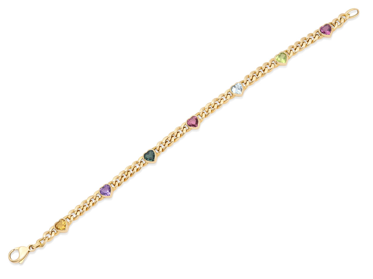 Tiffany & Co. Multi-Gemstone Heart Link Bracelet in 18K Gold