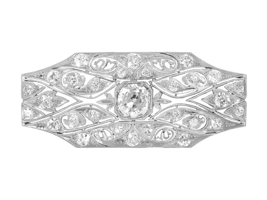 Antique Edwardian Diamond Brooch in Platinum
