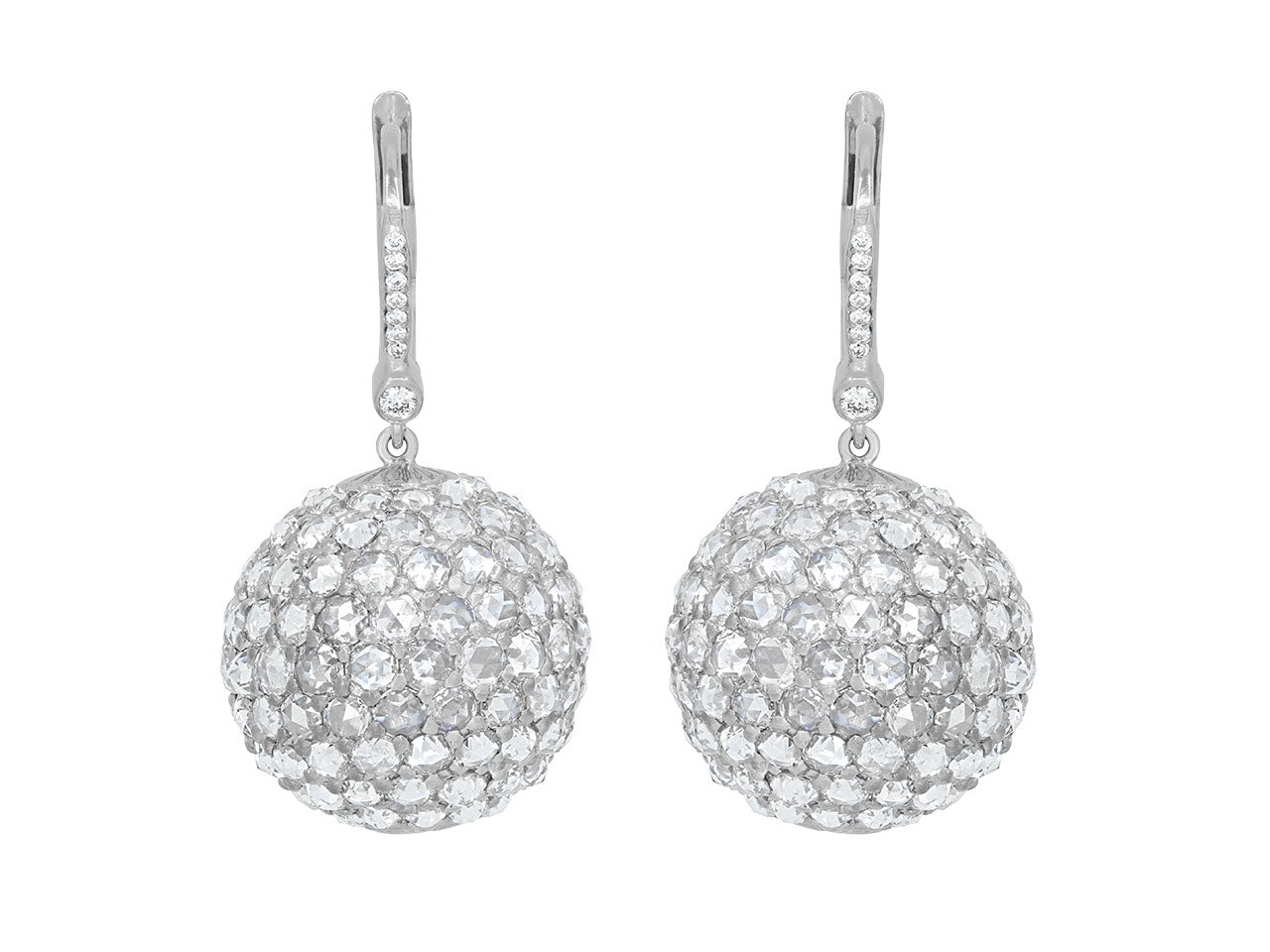 Beladora 'Bespoke' Rose-cut Diamond Ball Earrings in 18K White Gold