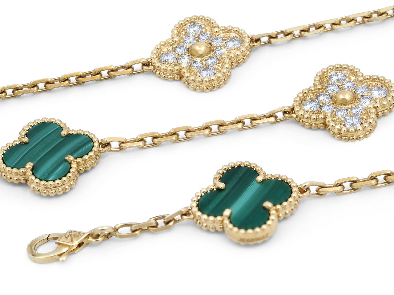 Vintage Alhambra Pendant Necklace Malachite 18K Yellow Gold