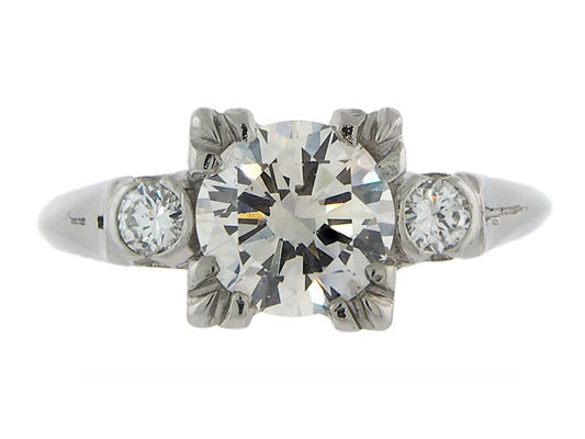 Mid-Century 0.96 Carat J/SI-1 Diamond Engagement Ring in Platinum