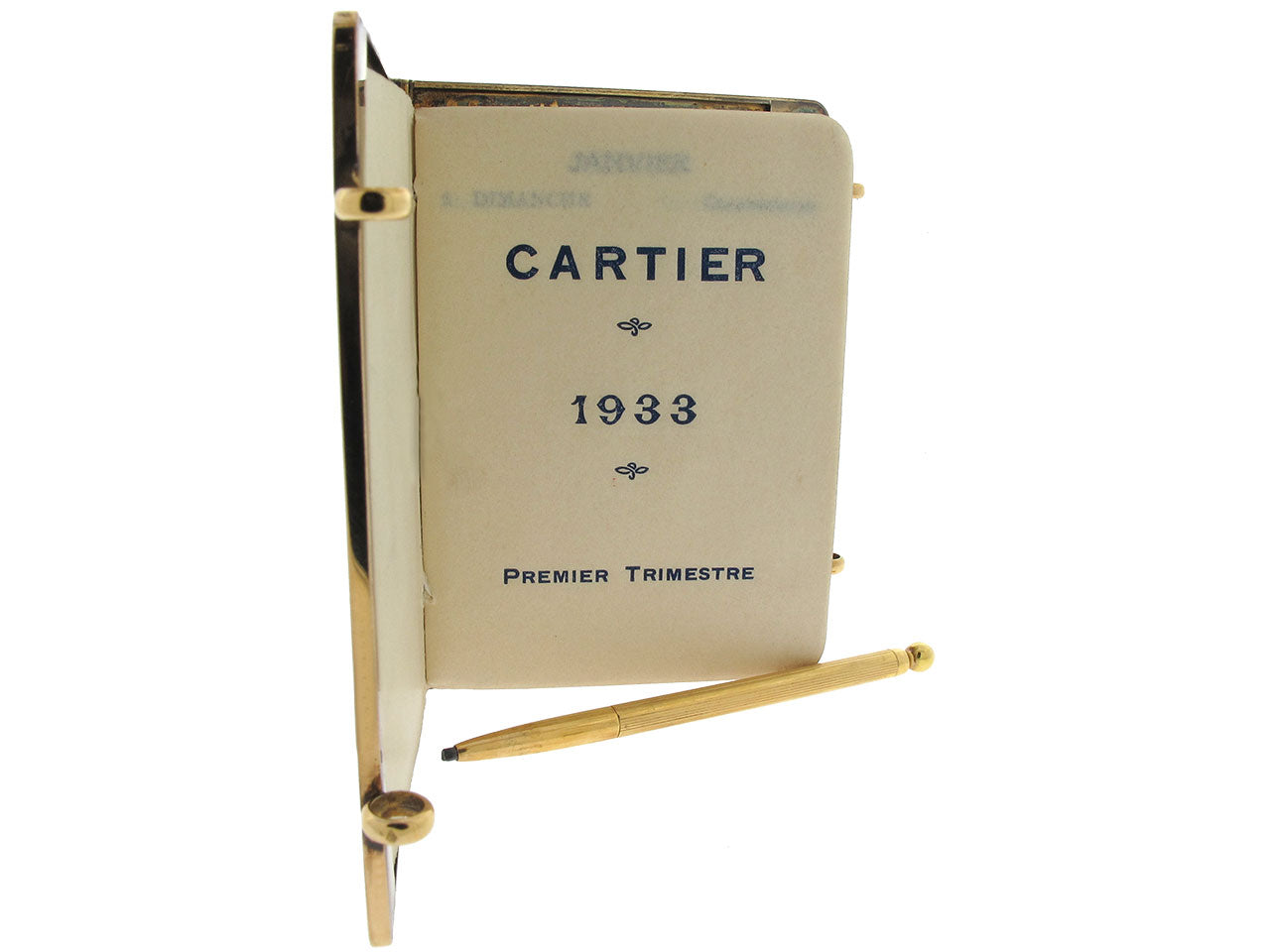 Exceptional Cartier Art Deco Writing Journal and Pencil in 18K