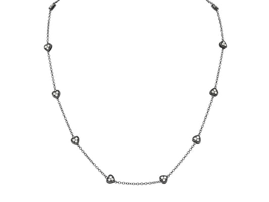 Diamond Heart Necklace in 18K Blackened Gold