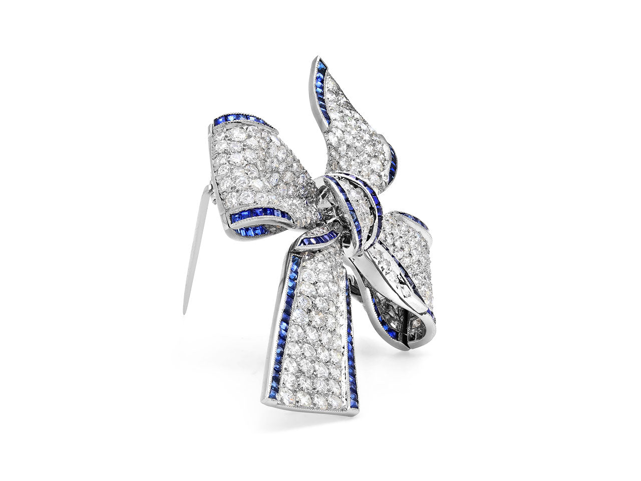 Tiffany & Co. Diamond and Sapphire Bow Brooch in Platinum